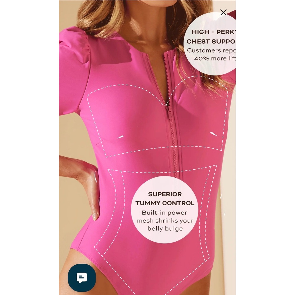 Stylest | DreamSculpt Multi PuffSleeve Zip Swimsuit L Multicolor Colorblock $328 - Picture 4 of 9